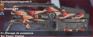 Skin Rare Placage de puissance en français ou Power Plating en anglais pour l'arme L-STAR du jeu vidéo apex legends