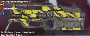 Skin Rare Ruban d'avertissement en français ou Caution Tape en anglais pour l'arme L-STAR du jeu vidéo apex legends