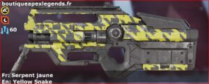 Skin Rare Serpent jaune en français ou Yellow Snake en anglais pour l'arme L-STAR du jeu vidéo apex legends