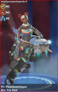 skin pour lifeline: Psychedelique en français ou Tie Dye en anglais , du jeu apex legends