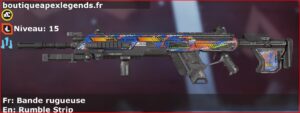 Skin Rare Bande rugueuse en français ou Rumble Strip en anglais pour l'arme Longbow du jeu vidéo apex legends