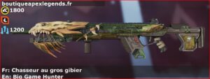 Skin Légendaire Chasseur au gros gibier en français ou Big Game Hunter en anglais pour l'arme Longbow du jeu vidéo apex legends