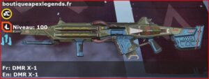 Skin Légendaire DMR X-1 en français ou DMR X-1 en anglais pour l'arme Longbow du jeu vidéo apex legends