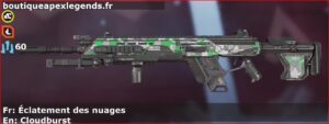 Skin Rare Éclatement des nuages en français ou Cloudburst en anglais pour l'arme Longbow du jeu vidéo apex legends