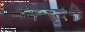 Skin Rare Jeunesse en français ou Sweet 16 en anglais pour l'arme Longbow du jeu vidéo apex legends