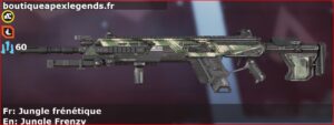 Skin Rare Jungle frénétique en français ou Jungle Frenzy en anglais pour l'arme Longbow du jeu vidéo apex legends