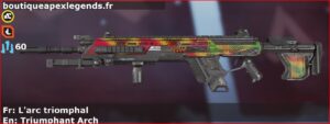 Skin Rare L'arc triomphal en français ou Triumphant Arch en anglais pour l'arme Longbow du jeu vidéo apex legends