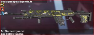 Skin Rare Serpent jaune en français ou Yellow Snake en anglais pour l'arme Longbow du jeu vidéo apex legends