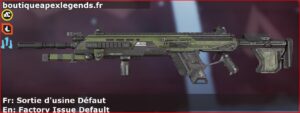 Skin Rare Sortie d'usine Défaut en français ou Factory Issue Default en anglais pour l'arme Longbow du jeu vidéo apex legends