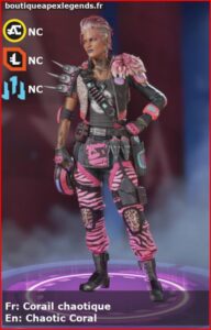 skin pour mad maggie: Corail chaotique en français ou Chaotic Coral en anglais , du jeu apex legends