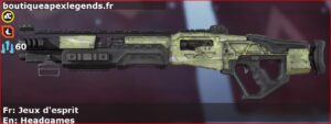 Skin Rare Jeux d'esprit en français ou Headgames en anglais pour l'arme Mastiff du jeu vidéo apex legends