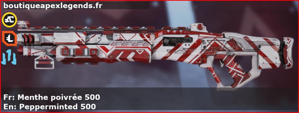 Skin Rare Menthe poivrée 500 en français ou Pepperminted 500 en anglais pour l'arme Mastiff du jeu vidéo apex legends