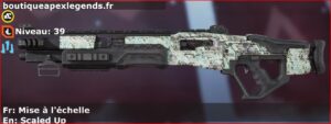 Skin Rare Mise à l'échelle en français ou Scaled Up en anglais pour l'arme Mastiff du jeu vidéo apex legends