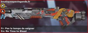 Skin Légendaire Pas le temps de saigner en français ou No Time to Bleed en anglais pour l'arme Mastiff du jeu vidéo apex legends