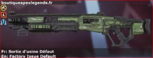 Skin Rare Sortie d'usine Défaut en français ou Factory Issue Default en anglais pour l'arme Mastiff du jeu vidéo apex legends