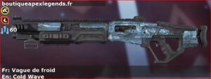 Skin Rare Vague de froid en français ou Cold Wave en anglais pour l'arme Mastiff du jeu vidéo apex legends