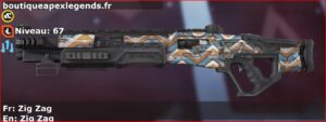 Skin Rare Zig Zag en français ou Zig Zag en anglais pour l'arme Mastiff du jeu vidéo apex legends