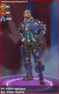 skin pour mirage: Fibre optique en français ou Fiber Optics en anglais , du jeu apex legends