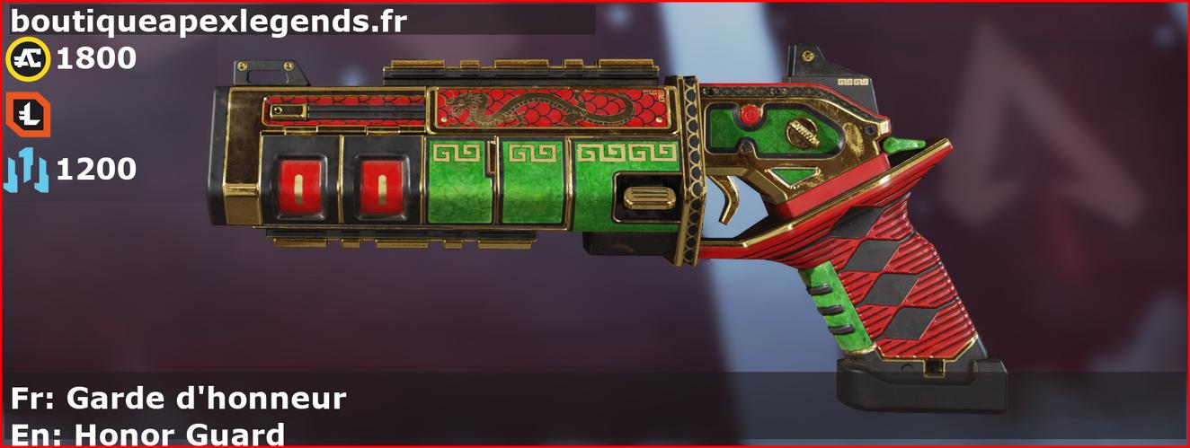 Skin Légendaire Garde d'honneur en français ou Honor Guard en anglais pour l'arme Mozambique du jeu vidéo apex legends