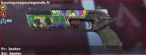 Skin Rare Jester en français ou Jester en anglais pour l'arme Mozambique du jeu vidéo apex legends