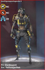 skin pour octane: Verdoyant en français ou Yellowjacket en anglais , du jeu apex legends