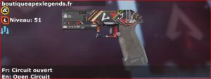 Skin Rare Circuit ouvert en français ou Open Circuit en anglais pour l'arme P2020 du jeu vidéo apex legends