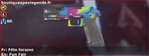 Skin Rare Fête foraine en français ou Fun Fair en anglais pour l'arme P2020 du jeu vidéo apex legends