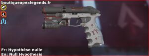 Skin Légendaire Hypothèse nulle en français ou Null Hypothesis en anglais pour l'arme P2020 du jeu vidéo apex legends