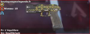 Skin Rare L'équilibre en français ou Equilibrium en anglais pour l'arme P2020 du jeu vidéo apex legends