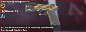 Skin Rare La double tape sur la colonne vertébrale en français ou Spinal Double Tap en anglais pour l'arme P2020 du jeu vidéo apex legends