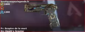 Skin Légendaire Sceptre de la mort en français ou Death's Scepter en anglais pour l'arme P2020 du jeu vidéo apex legends