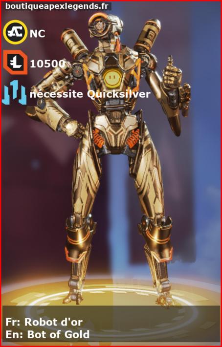 skin pour pathfinder: Robot d'or en français ou Bot of Gold en anglais , du jeu apex legends