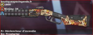 Skin Rare Déclencheur d'incendie en français ou Firestarter en anglais pour l'arme Peacekeeper du jeu vidéo apex legends