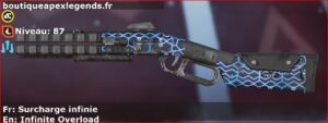 Skin Rare Surcharge infinie en français ou Infinite Overload en anglais pour l'arme Peacekeeper du jeu vidéo apex legends