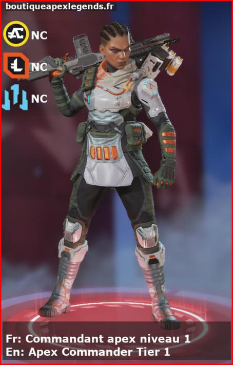 skin-prestige pour bangalore: Commandant apex niveau 1 en français ou Apex Commander Tier 1 en anglais , du jeu apex legends