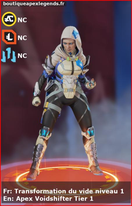 skin-prestige pour wraith: Transformation du vide niveau 1 en français ou Apex Voidshifter Tier 1 en anglais , du jeu apex legends