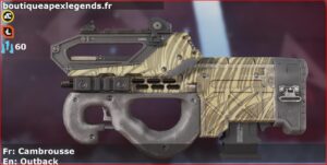 Skin Rare Cambrousse en français ou Outback en anglais pour l'arme Prowler du jeu vidéo apex legends