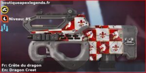 Skin Rare Crête du dragon en français ou Dragon Crest en anglais pour l'arme Prowler du jeu vidéo apex legends