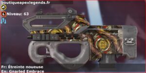 Skin Rare Étreinte noueuse en français ou Gnarled Embrace en anglais pour l'arme Prowler du jeu vidéo apex legends