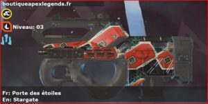 Skin Rare Porte des étoiles en français ou Stargate en anglais pour l'arme Prowler du jeu vidéo apex legends