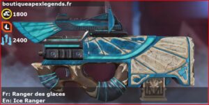 Skin Légendaire Ranger des glaces en français ou Ice Ranger en anglais pour l'arme Prowler du jeu vidéo apex legends