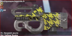 Skin Rare Serpent jaune en français ou Yellow Snake en anglais pour l'arme Prowler du jeu vidéo apex legends