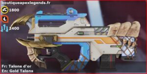 Skin Légendaire Talons d'or en français ou Gold Talons en anglais pour l'arme Prowler du jeu vidéo apex legends