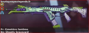 Skin Rare Cimetière fantôme en français ou Ghostly Graveyard en anglais pour l'arme R-301 du jeu vidéo apex legends