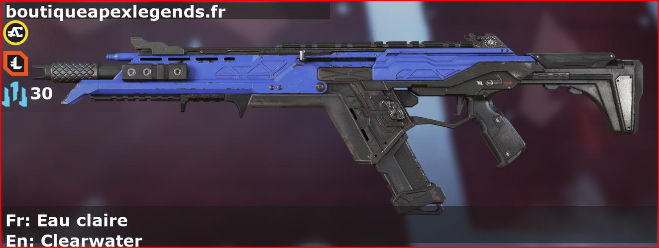 Skin Commun Eau claire en français ou Clearwater en anglais pour l'arme R-301 du jeu vidéo apex legends