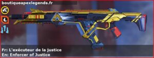 Skin Épique L'exécuteur de la justice en français ou Enforcer of Justice en anglais pour l'arme R-301 du jeu vidéo apex legends