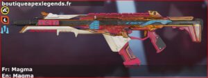 Skin Rare Magma en français ou Magma en anglais pour l'arme R-301 du jeu vidéo apex legends