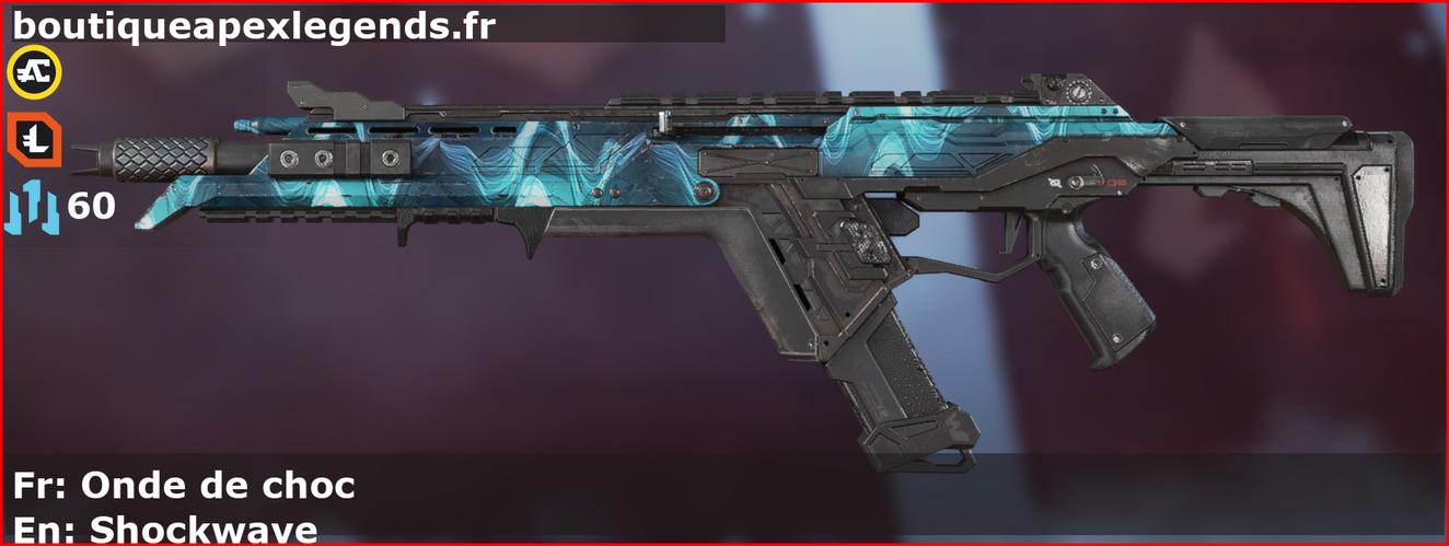 Skin Rare Onde de choc en français ou Shockwave en anglais pour l'arme R-301 du jeu vidéo apex legends