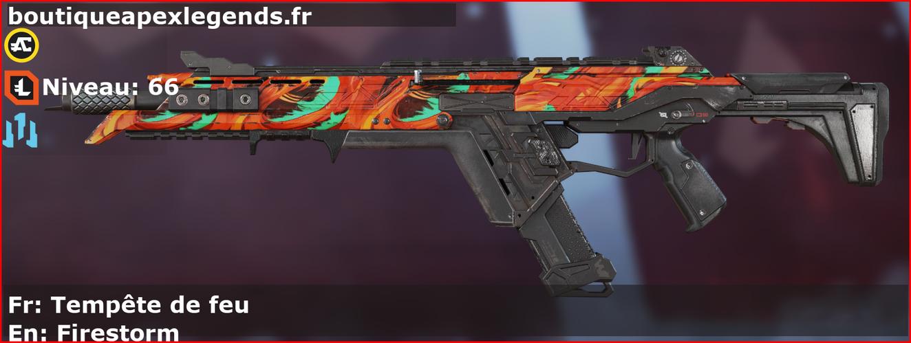 Skin Rare Tempête de feu en français ou Firestorm en anglais pour l'arme R-301 du jeu vidéo apex legends