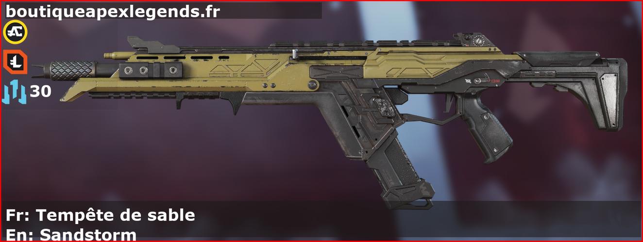 Skin Commun Tempête de sable en français ou Sandstorm en anglais pour l'arme R-301 du jeu vidéo apex legends